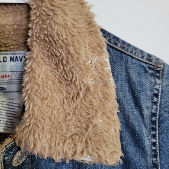 Old Navy Women's Blue Denim Sherpa Jacket - Picture 3 of 7
